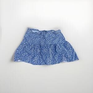 New Brandy Melville One Size Blue White Mini Floral Printed Skirt Ruffled Hem